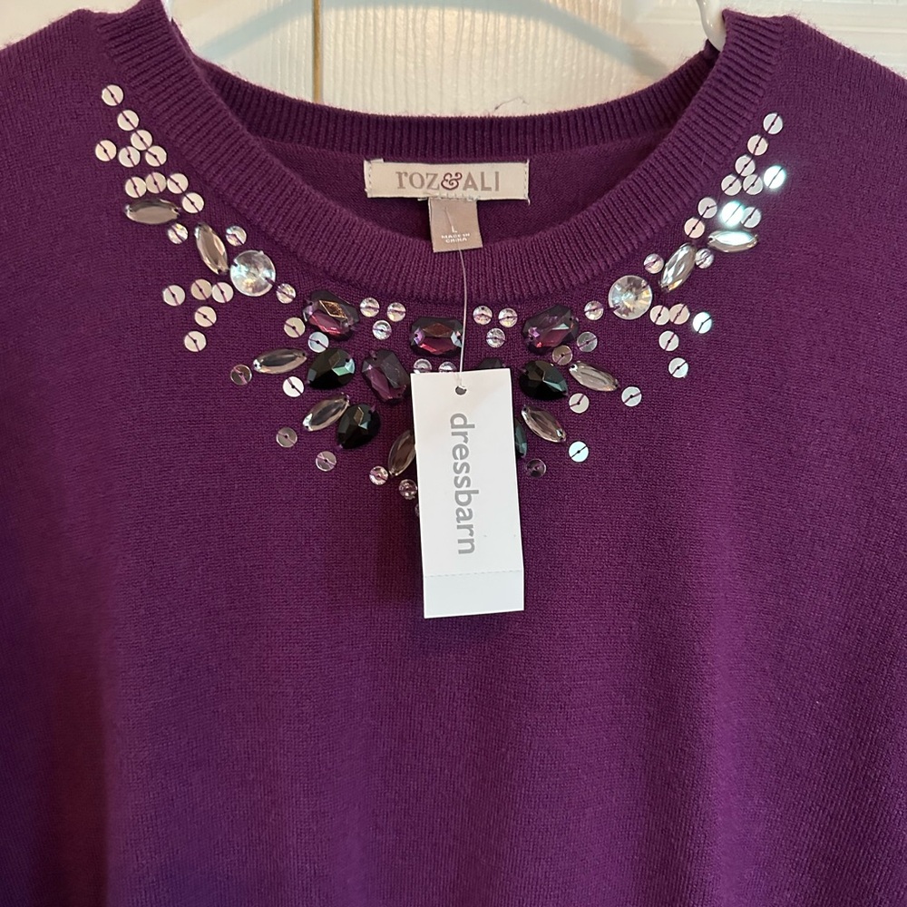 Purple Embellished Sweater by Roz & Ali